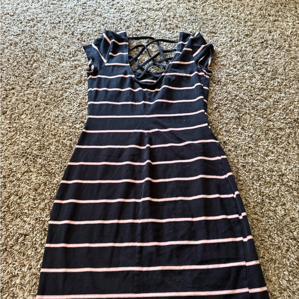 Decree Blue Sheath Dress with Flutter Cap Sleeves
